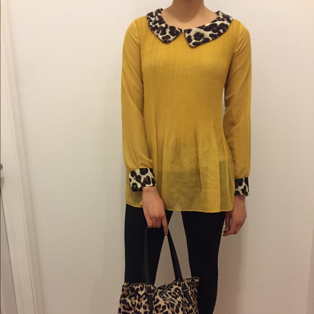 Yellow leopard blouse